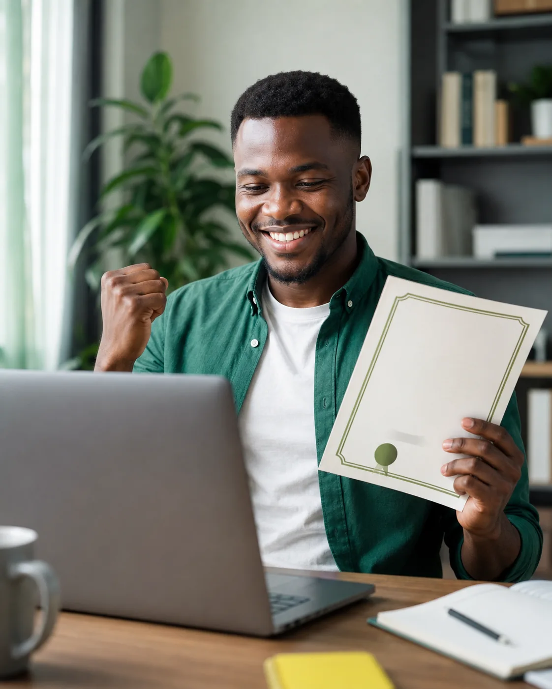 Learner celebrating course completion